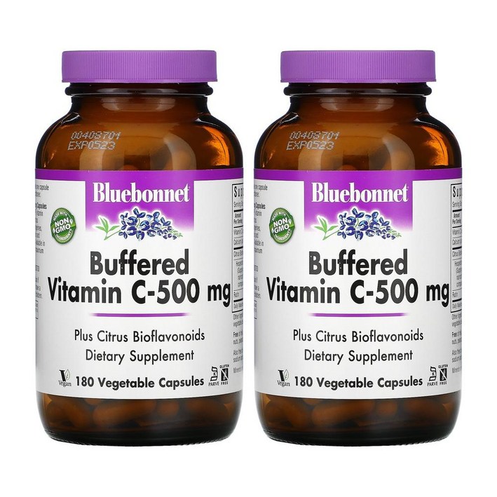 블루보넷 Bluebonnet 버퍼드 비타민C 500mg 180베지캡슐 2개 아스코르빈산 칼슘 아스코르베이트 헤스페리딘 나린 게닌 제닌 플라 보논 보놀 에리오시트린 나리루틴