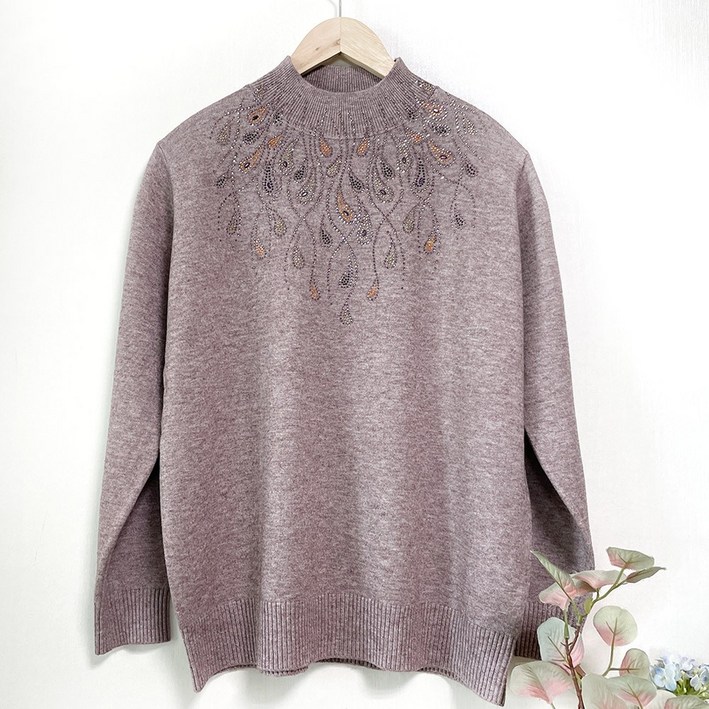 국민할매 엄마옷 할머니옷 물방울 반목 스웨터 니트 티셔츠BSTR4 요양원옷 봄 가을 겨울옷 니트티