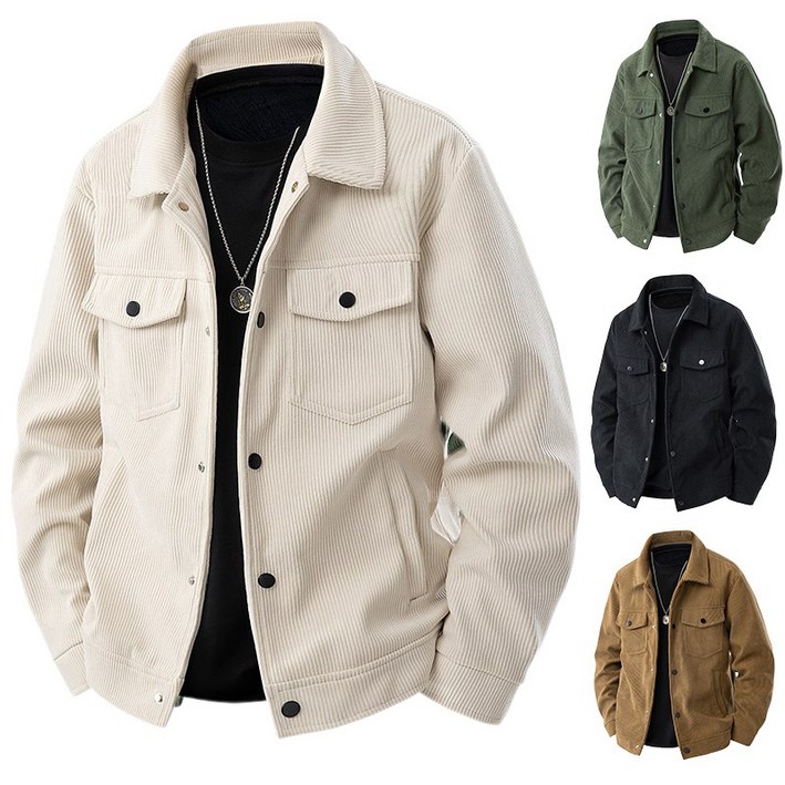 ANYOU 남성 빅사이즈 코듀로이 자켓 봄가절 루즈핏 캐주얼 점퍼