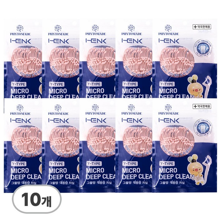 파이토메이드 Y자형 쿨민트 마이크로 딥클린 그물망 대용량 치실, 10개, 100개입
