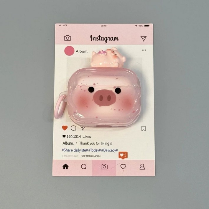 TYREUS 캐릭터핑크 돼지 블루투스 무선이어폰 케이스 4세대