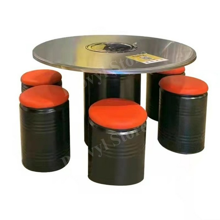 바베큐 테이블 산업 스타일 숯불 상업 드럼통 테이블 스텐원형테이블