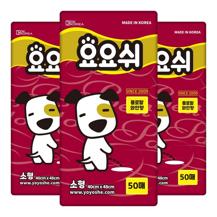 요요쉬 강아지 배변패드 플로랄와인향, 50개입, 3개
