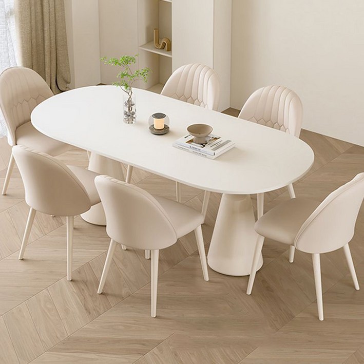 타원형 크림 4인6인 식탁세트 베란다 카페테이블의자