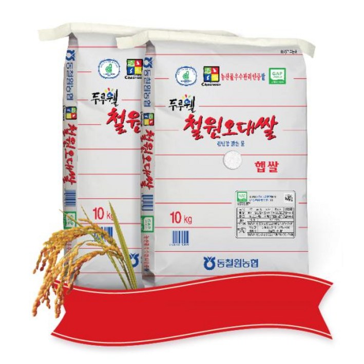 동철원농협오대쌀(일반) 2023 동철원농협 철원오대쌀 10kg+10kg, 2개