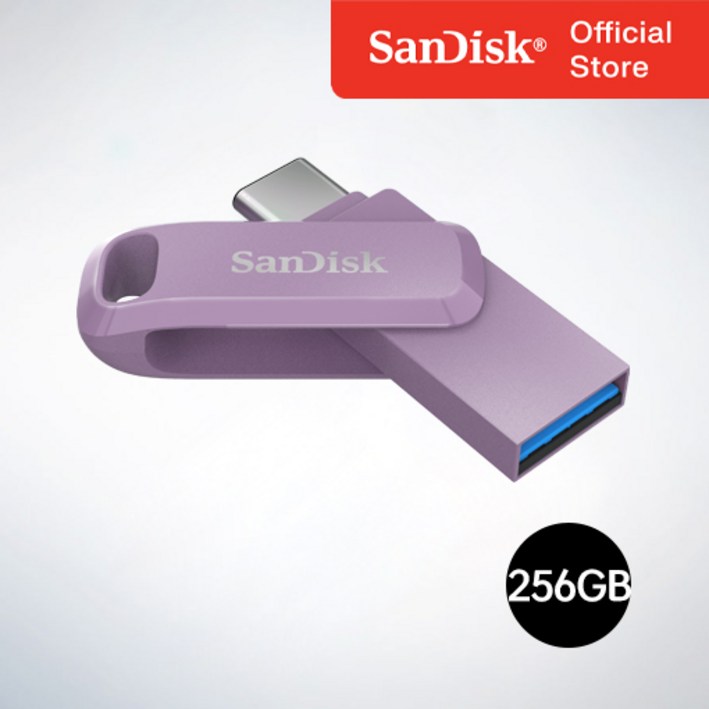 샌디스크코리아 공식인증정품 USB 메모리 울트라 듀얼 고 TypeC OTG USB 3.1 SDDDC3 256GB 라벤다퍼플