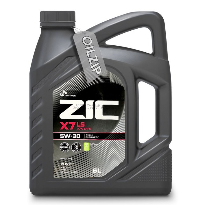 지크 X7 LS 5W30 C2 C3 6리터 API SP 합성 가솔린 디젤 겸용 엔진오일, 1개, 지크 X7 LS 5W30 C2C3 6리터
