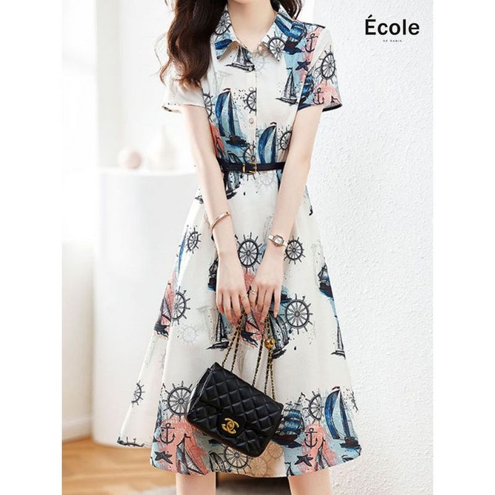 에꼴드파리 마린 패턴 원피스 F26WOB007Z