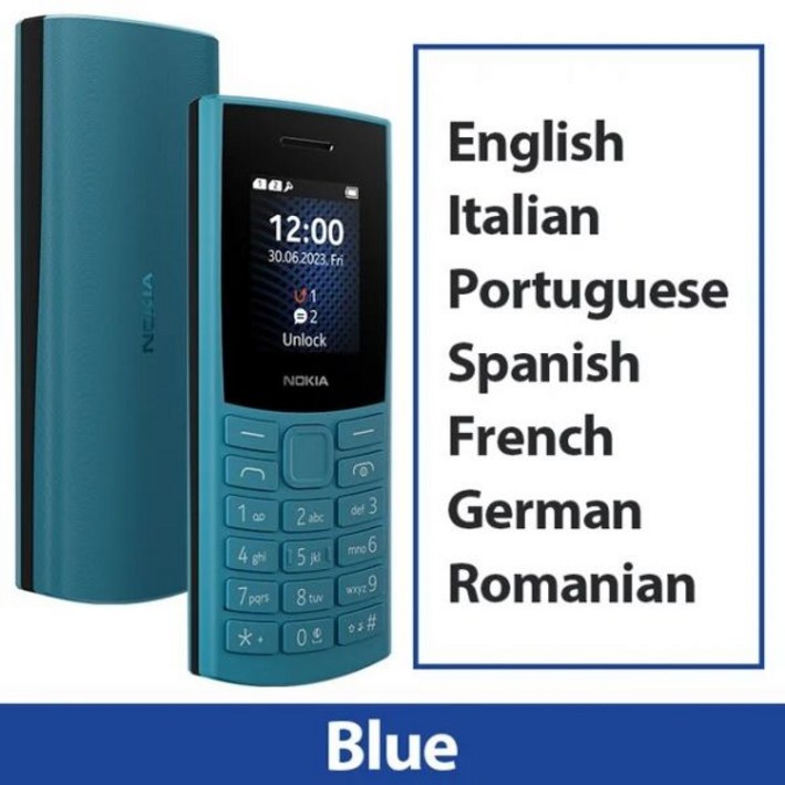 피쳐폰 노키아 105 듀얼 SIM 기능 휴대폰 1.8 인치 블루투스 5.0 1450mAh 긴 대기 시간 후레쉬 FM 라디오 통화 녹음 4G 신상, Blue, 단일색상 7939708414
