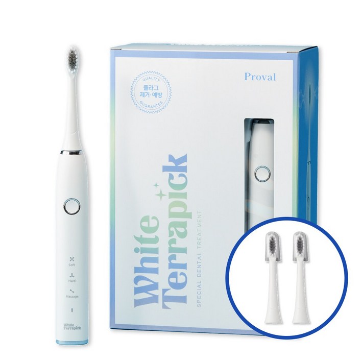 프로벨 음파전동칫솔 저자극 저소음 무선 3단계모드 칫솔모2개프로벨본사보증서, 화이트테라픽 음파칫솔, 화이트, 1개
