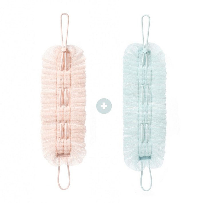 Pogeuni 거품 풍성 늘어나는 조절 변신 가능한 샤워 타올 볼 2in1 샤워볼, 1개, 2개입, 핑크블루