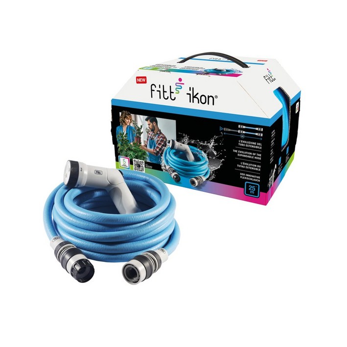 FITT IKON 블루 25M 물 호스 정원 세차 원예 청소 꼬임방지 이탈리아산, 1개, 블루