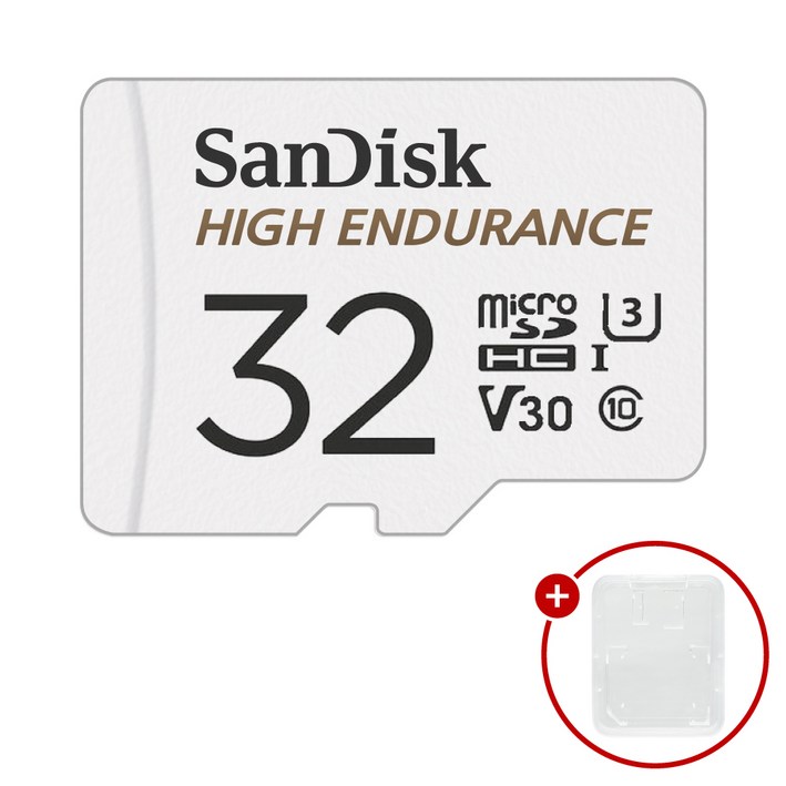 샌디스크 마이크로SD카드 High Endurance 하이엔듀런스 SDSQQNR032GB SD카드 케이스, 1개, 32GB