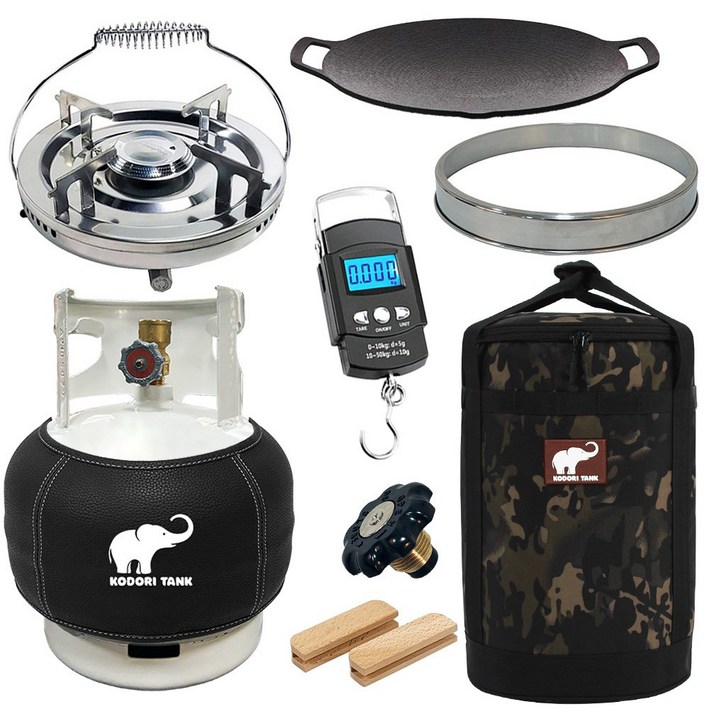 고화력 코돌이탱크 3kg LPG가스통 코돌이가방 캠핑용품세트, 1세트, 3번3kg1005링가드블랙워머36cm저울마개코돌이가방