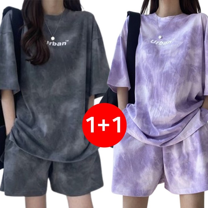 모던허니 11 여성 루즈핏 반팔 반바지 트레이닝복 상하의 세트 운동복 꾸안꾸