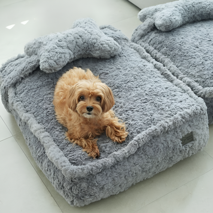 인디우스 펫 극세사 강아지 방석 프리미엄 소프트베드, 그레이, 1개
