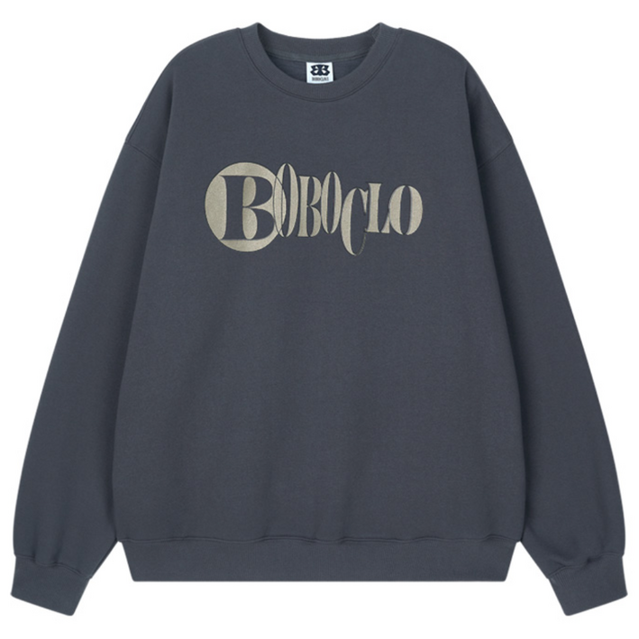 CLO 레터링 오버핏 기모 스웻셔츠 챠콜