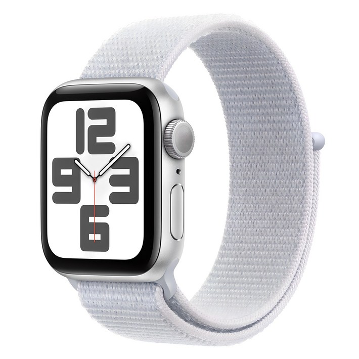 Apple 정품 2024 애플워치 SE 2세대 알루미늄 케이스, 40mm, GPS, 실버  블루 클라우드 스포츠 루프, Loop