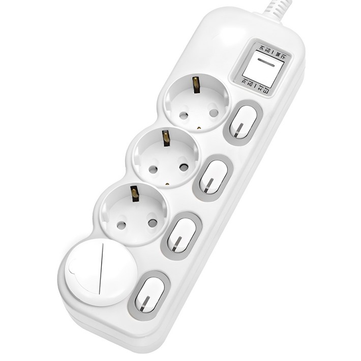 에코파워탭 LED 개별 과부하차단 멀티탭 전선형 4구 EPML304SS  안전커버