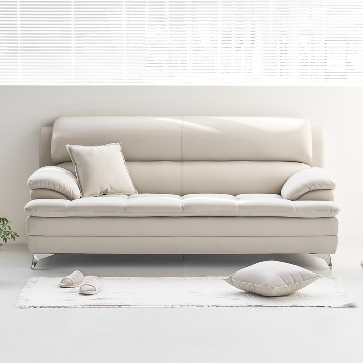 도모 아르티제 가죽 3인용 소파  쿠션 2p 세트 방문설치, 아이보리