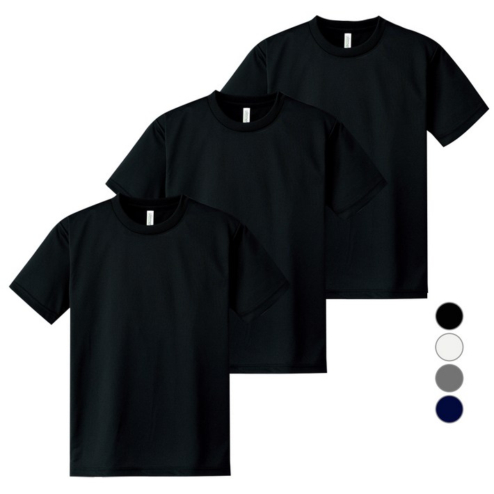 글리머 남녀공용 냉감 통기성 기능성 드라이쿨 라운드 반팔티셔츠 3p