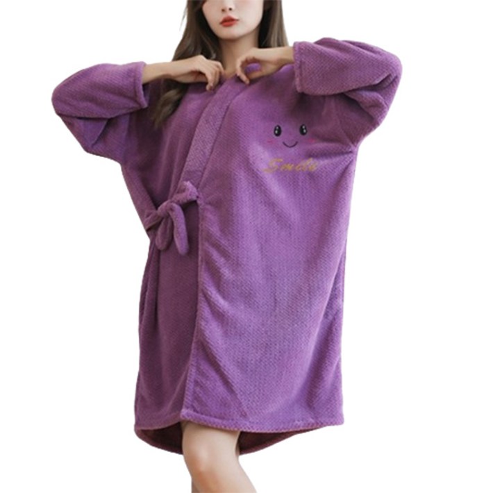 소니오 스트랩 스마일 잠옷 샤워 가운 ONE SIZE, 02 퍼플 긴팔, 1개