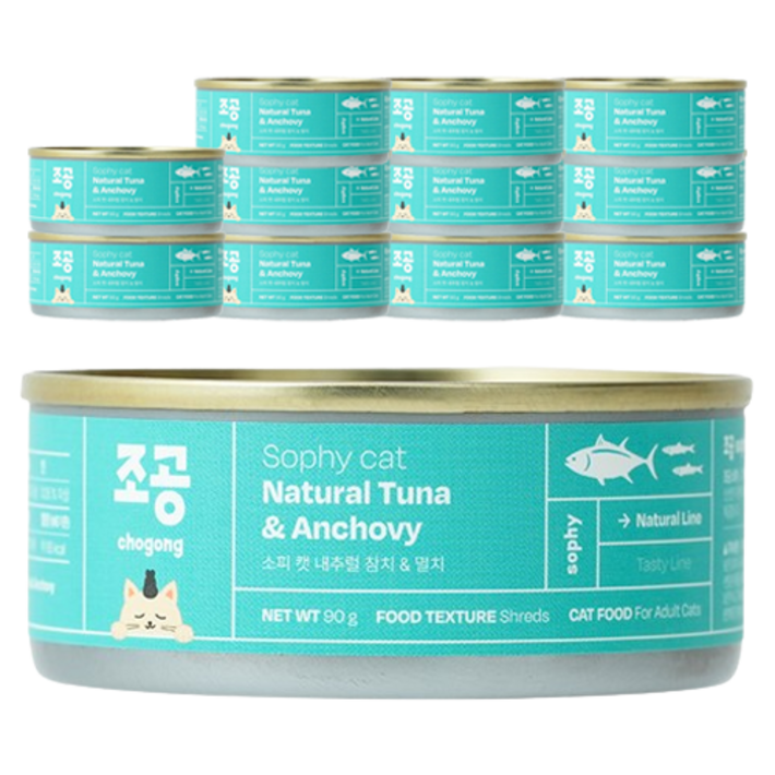 조공 소피 캣 내추럴 습식캔 12p, 참치멸치, 90g, 1세트