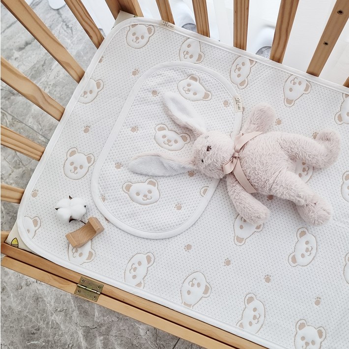 아이레빗 유아 듀라론 곰돌이 양면 냉감패드  베개패드 세트