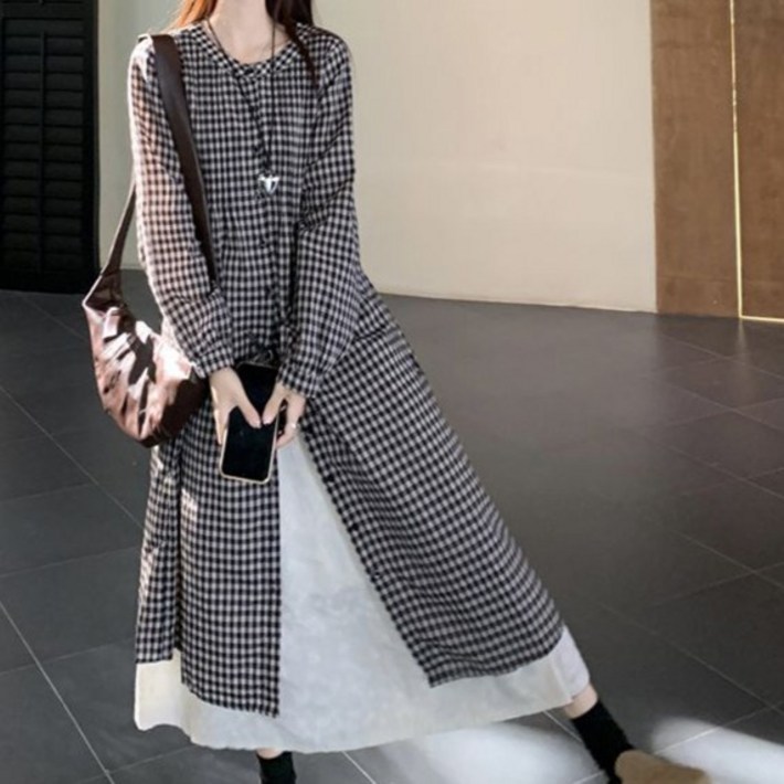 아뗄릭 긴팔 셔츠 빈티지 루즈핏 원피스 10168