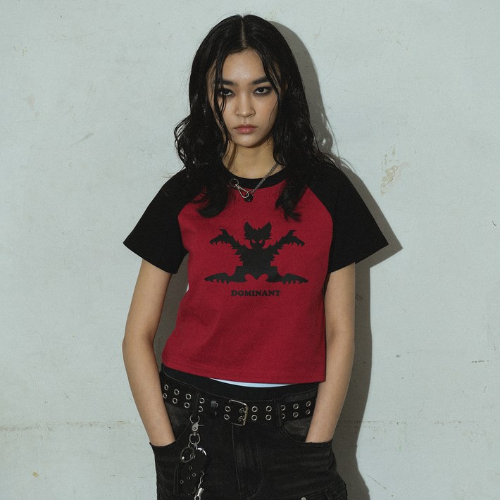도미넌트 여성용 박쥐 크롭티 도미넌트 여성용 박쥐 크롭티
