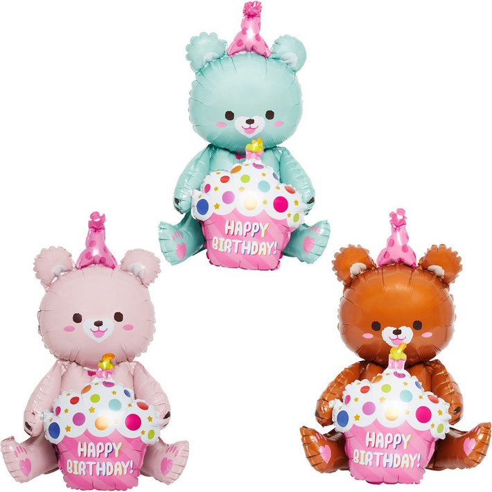 스탠딩에어벌룬 생일곰 57cm 3종 세트 스탠딩에어벌룬 생일곰 57cm 3종 세트