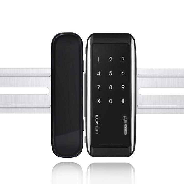 솔리티 웰콤 유리문 전용 스마트 보조키 손잡이 없음 도어락 WG10N