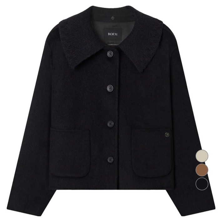 로엠 여성용 니트 카라 숏코트