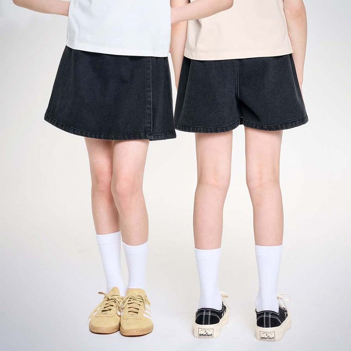 젤리스튜디오 데님 카고 랩 스커트 팬츠
