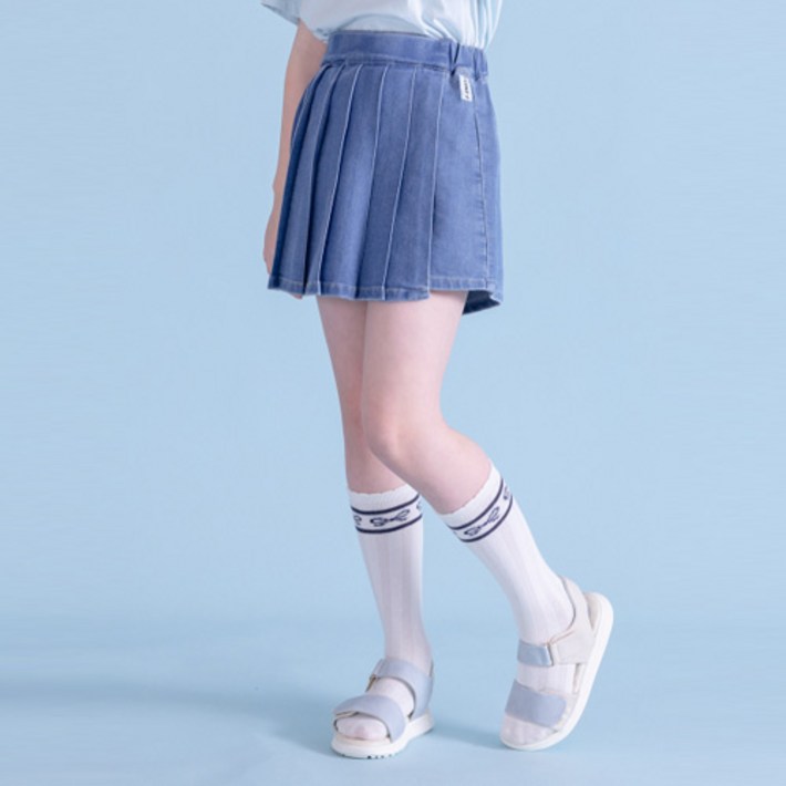 아이러브제이 여아용 산드로 데님 플리츠 스커트 팬츠