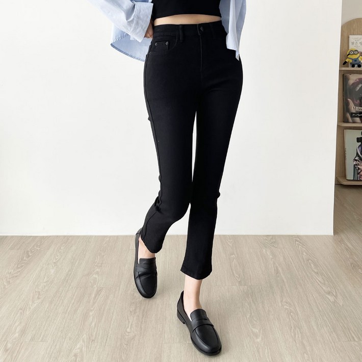 플랜데이 여성용 심플 캐주얼 스판 일자핏 스키니 팬츠 150