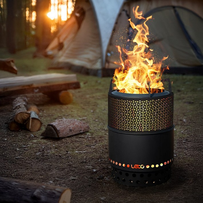 레토 이중연소 원통형 캠핑 화로대 장작 불멍 바베큐그릴 LCPSB07, 1개