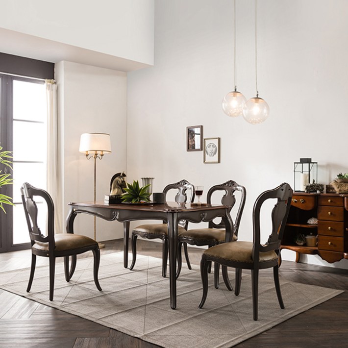 리체갤러리 프렌치 엔틱 디자인 가구엘라 그레이 4인 식탁의자세트, 단품