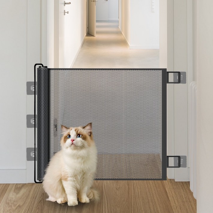 슈퍼인 강아지안전문 반자동 롤링 메쉬 무타공 고양이 안전문