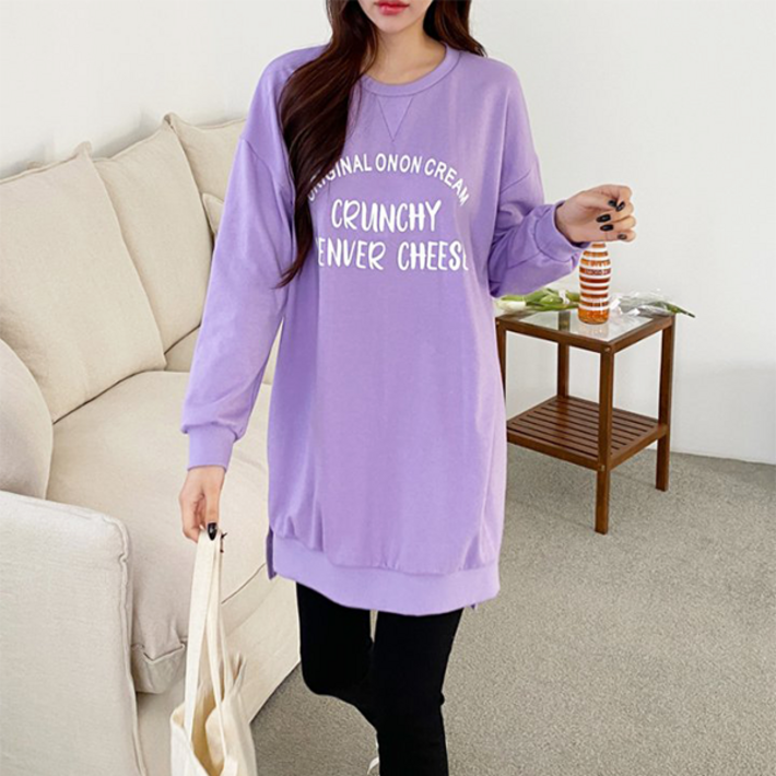 NewCare 여성 롱티셔츠 레터링 레깅스기장 티셔츠