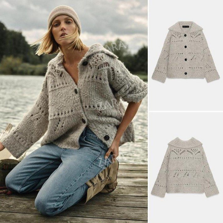 자라 가을 컷아웃 니트 가디건 재킷 스웨터 zara 2025