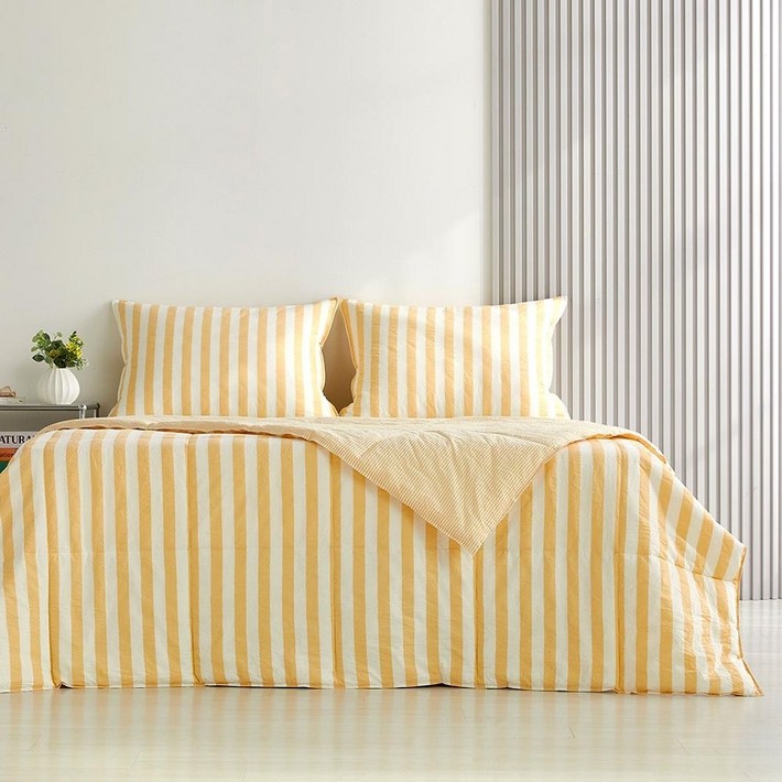 모던하우스퓨어코튼 라이트 고밀도면 싱글 차렵이불 옐로우스트라이프CV0225073