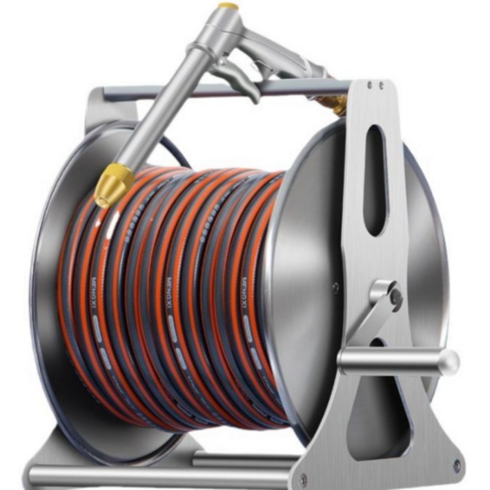 스테인리스 스틸 그레이 최고급 스테인레스 릴호스 고압 분사기 정원 호수 물, 72m