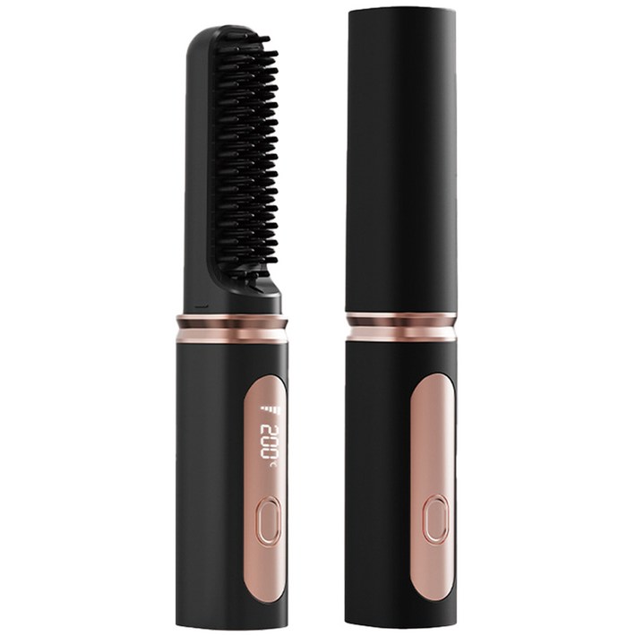 ESPERANZA 휴대용 무선고데기 뿌리 볼륨 빗, 블랙