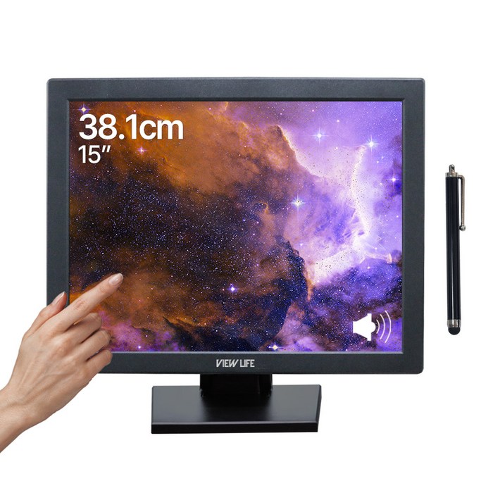 터치모니터 15형 터치스크린 보조모니터 윈도우호환 HDMI 케이블 포함 터치펜 증정 세재품, 38.1cm, TM15