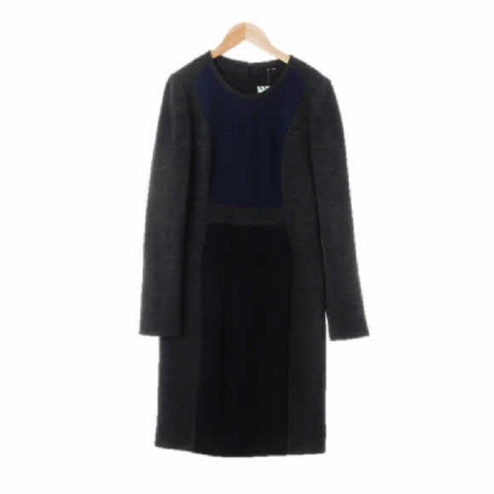 izzatbaba 네이비차콜 모직 상하절개라인슬림원피스 새로빈티지