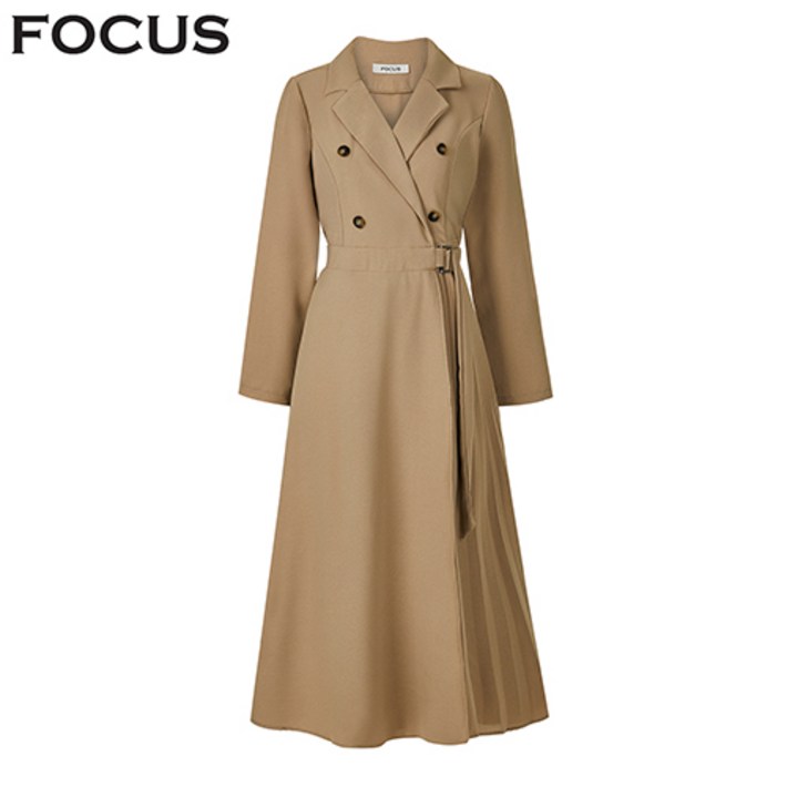 더블 버튼 트렌치 랩 플리츠 원피스VFI5F1OP3181