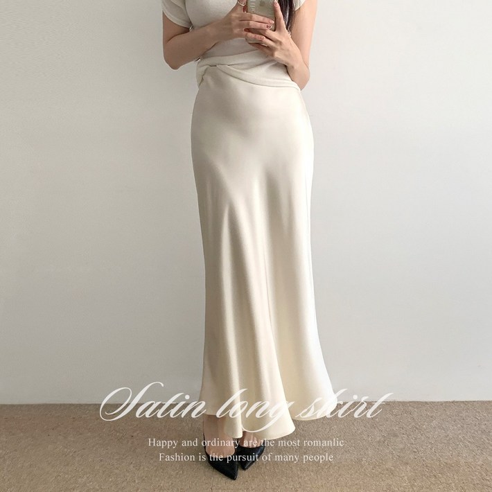 순이 S.여성 글로시 새틴 밴딩스커트