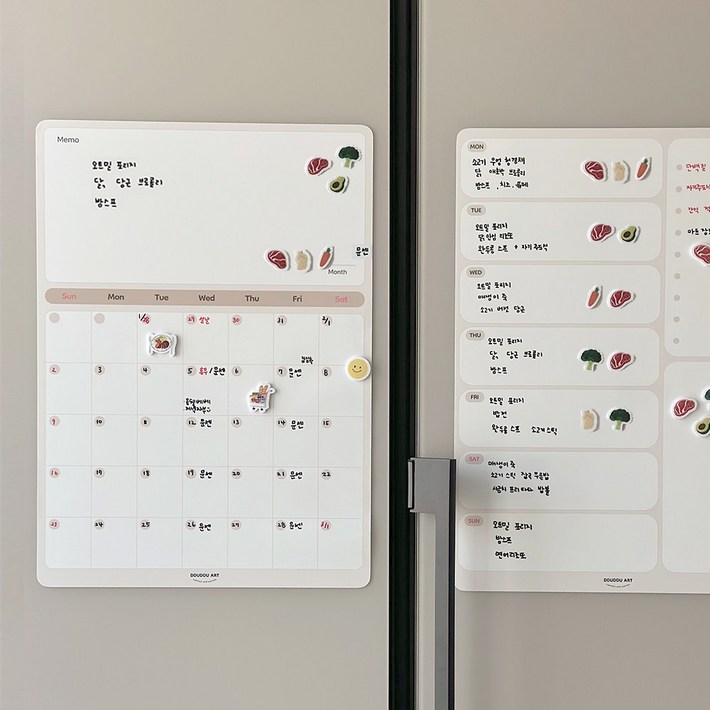 뚜뚜아트 냉장고 달력 자석 이유식 스케쥴 캘린더 화이트보드
