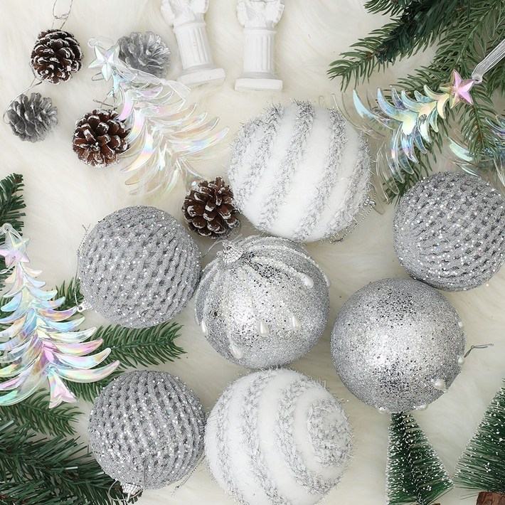 글로우 수제 장식볼 트리 오너먼트 세트실버 03